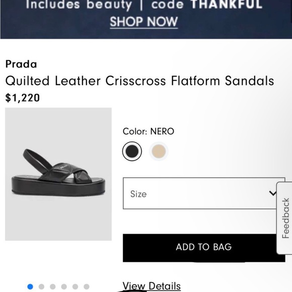 Brand new prada quilted leather crisscross flatform sandals - Picture 2 of 3